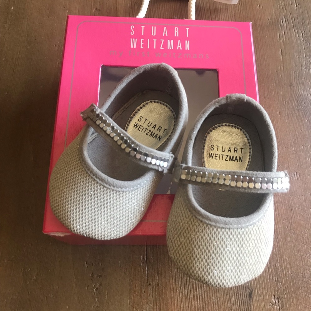 Stuart Weitzman baby first shoes silver